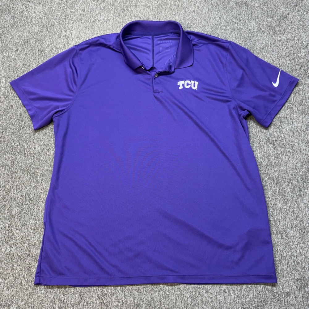 Nike Dri-FIT TCU Horned Frogs Mens Purple Polo Shirt BV0356-547 Size Large